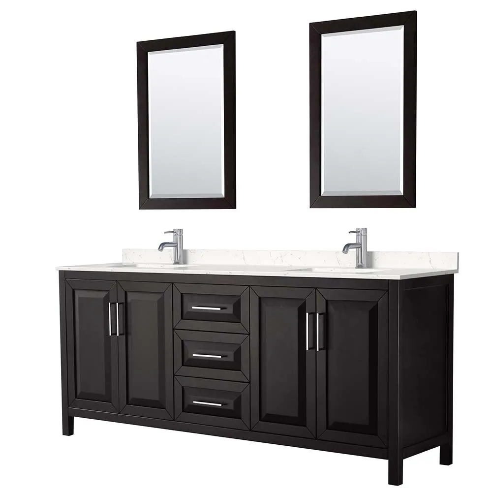 Daria 80 Inch Double Bathroom Vanity in Dark Espresso