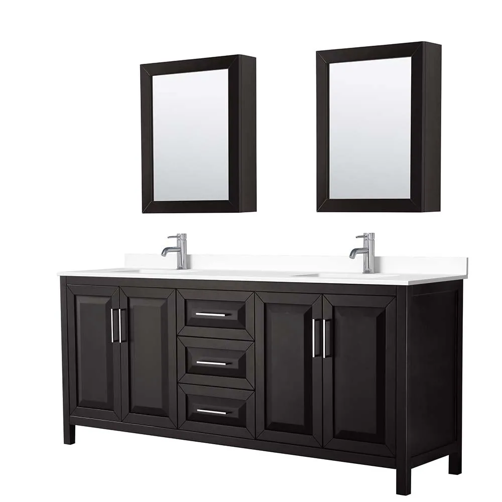 Daria 80 Inch Double Bathroom Vanity in Dark Espresso