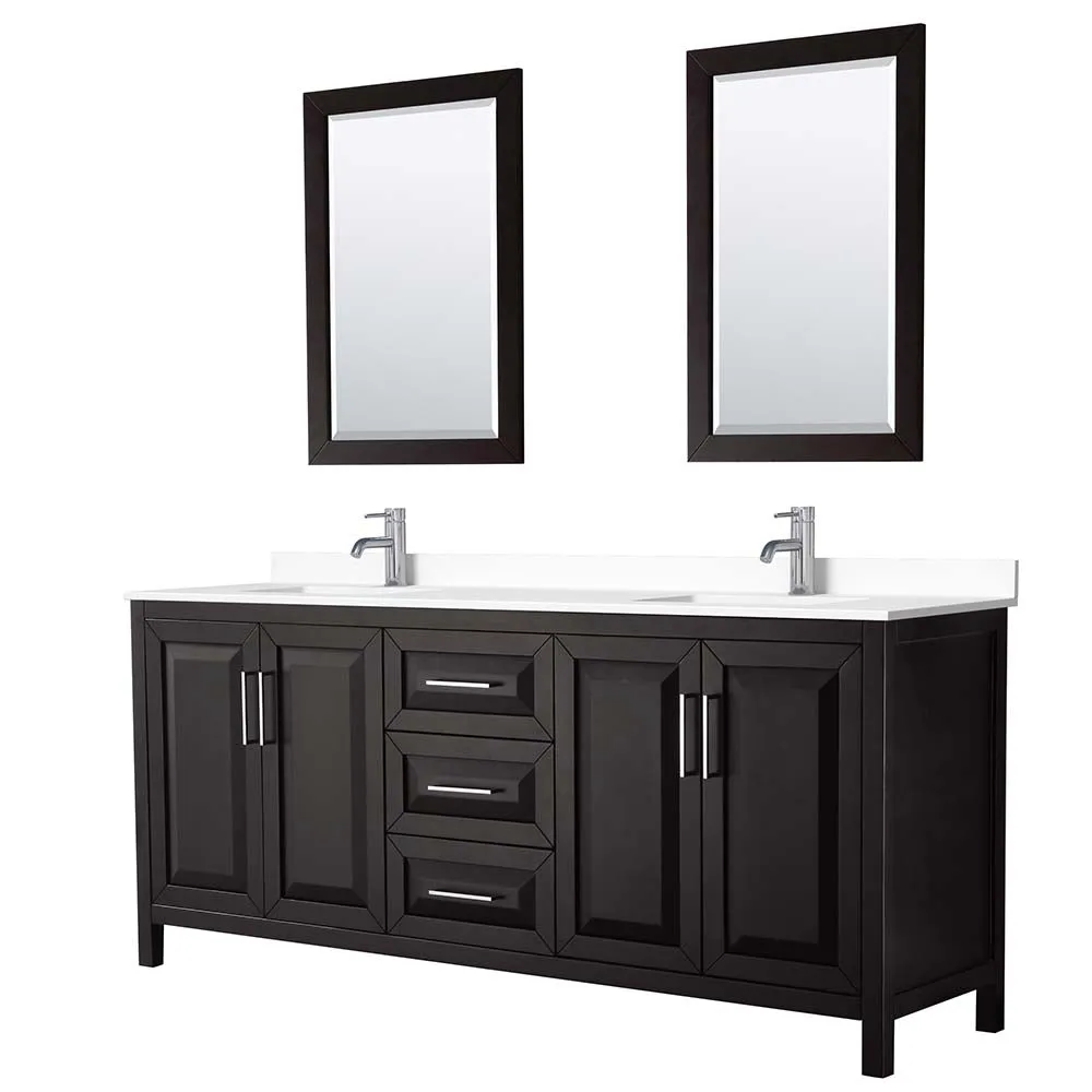 Daria 80 Inch Double Bathroom Vanity in Dark Espresso