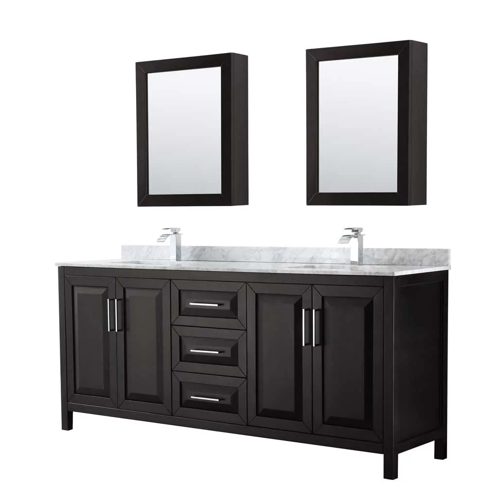 Daria 80 Inch Double Bathroom Vanity in Dark Espresso