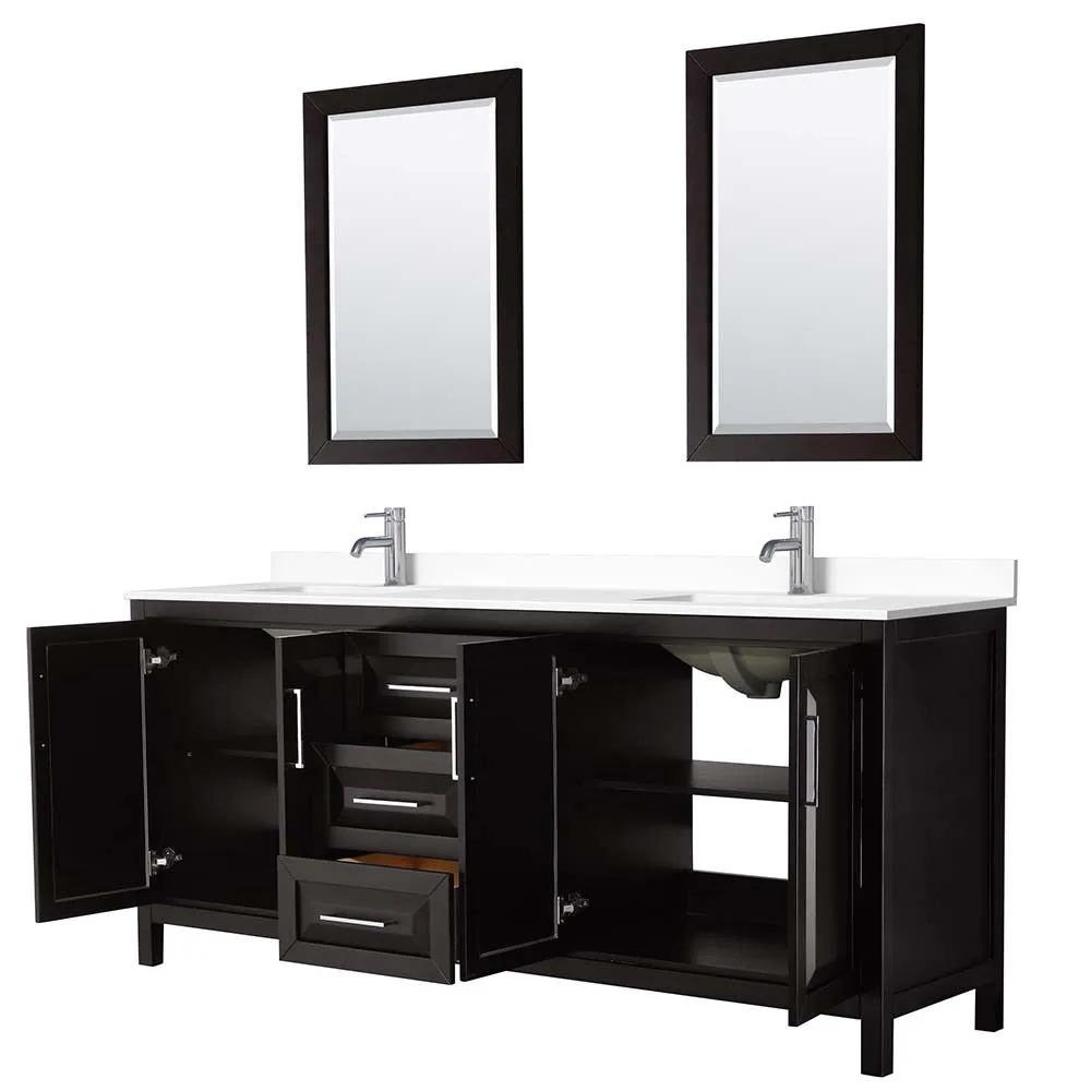 Daria 80 Inch Double Bathroom Vanity in Dark Espresso