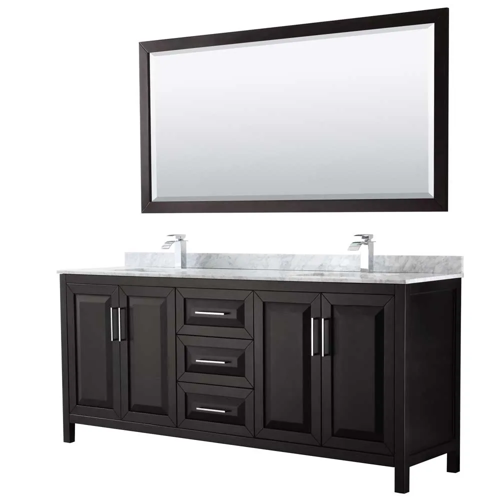 Daria 80 Inch Double Bathroom Vanity in Dark Espresso