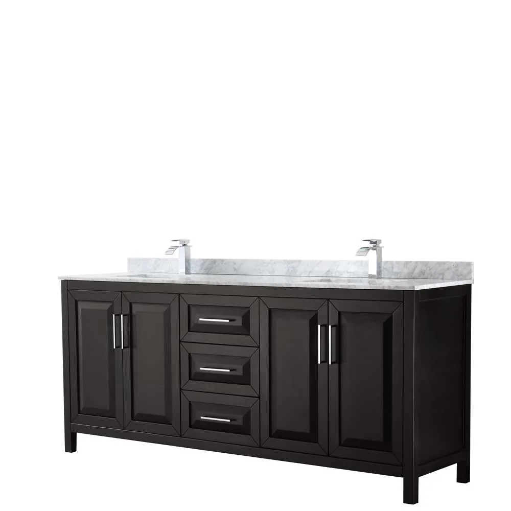 Daria 80 Inch Double Bathroom Vanity in Dark Espresso