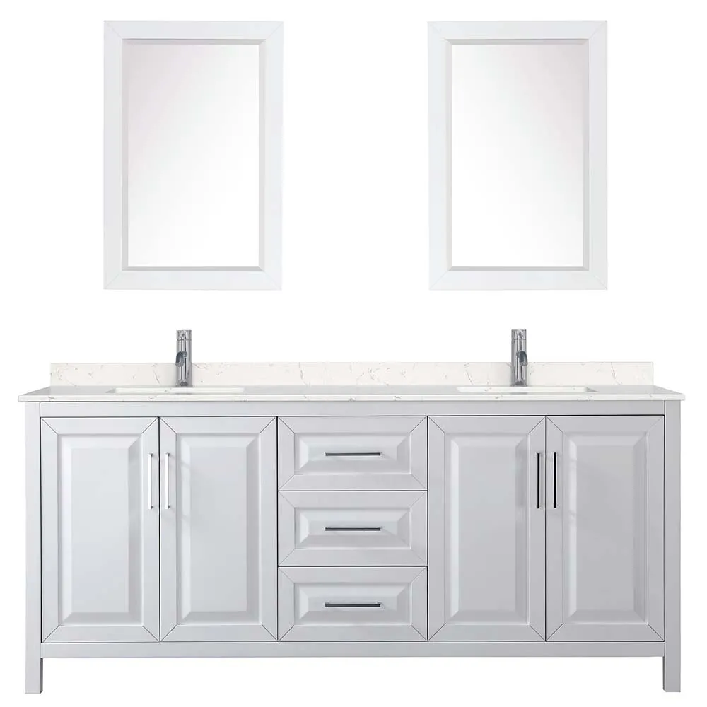 Daria 80 Inch Double Bathroom Vanity in White - Polished Chrome Trim