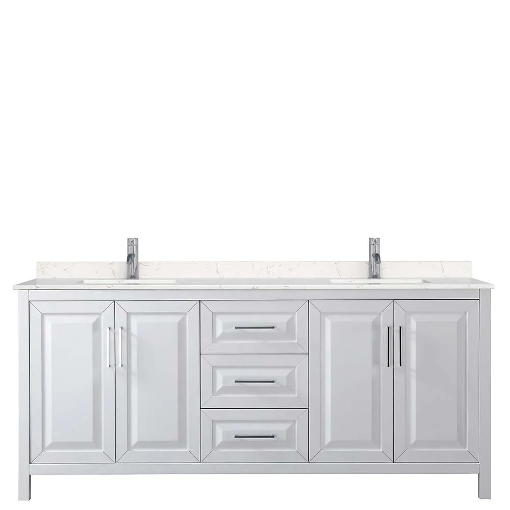 Daria 80 Inch Double Bathroom Vanity in White - Polished Chrome Trim