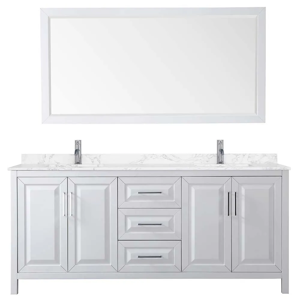 Daria 80 Inch Double Bathroom Vanity in White - Polished Chrome Trim