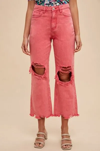 Distressed Raw Hem Jeans-Street Style Look