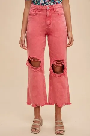 Distressed Raw Hem Jeans-Street Style Look