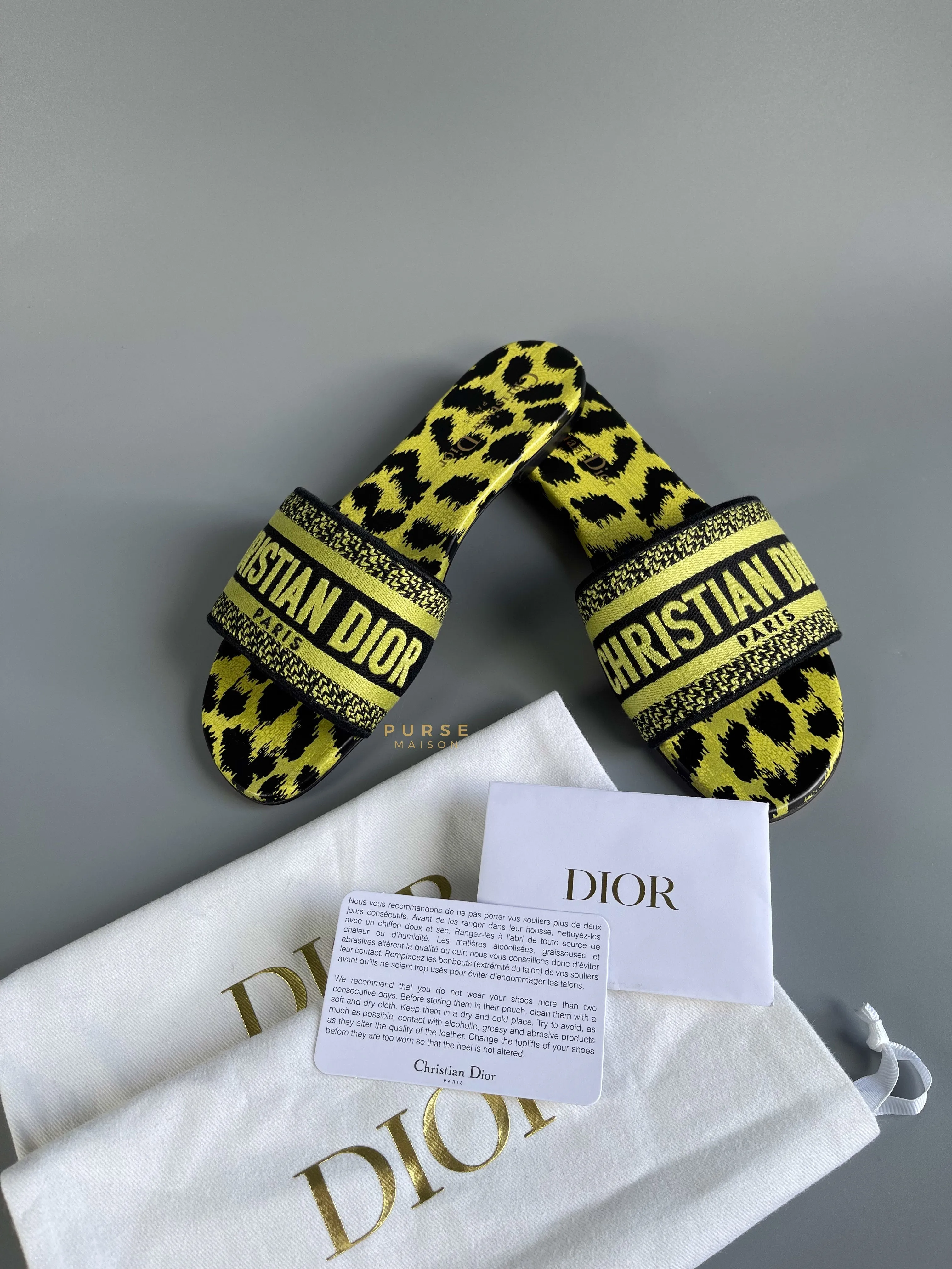 DWAY Slides Leopard Light Green Size 37