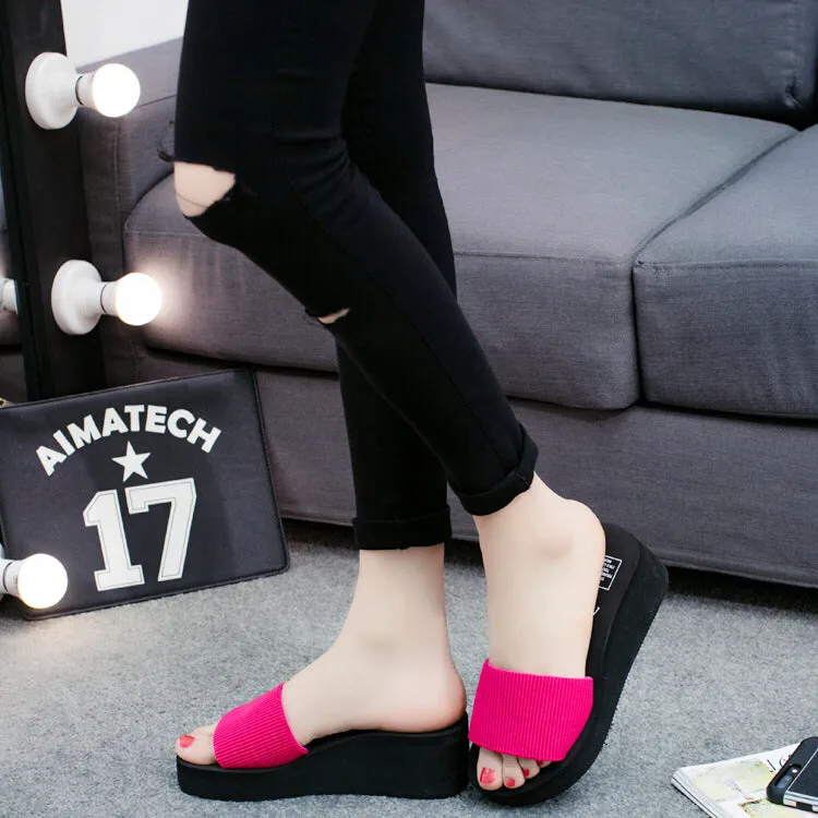 Elastic flat bottom slope wedges slippers