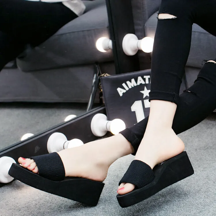 Elastic flat bottom slope wedges slippers