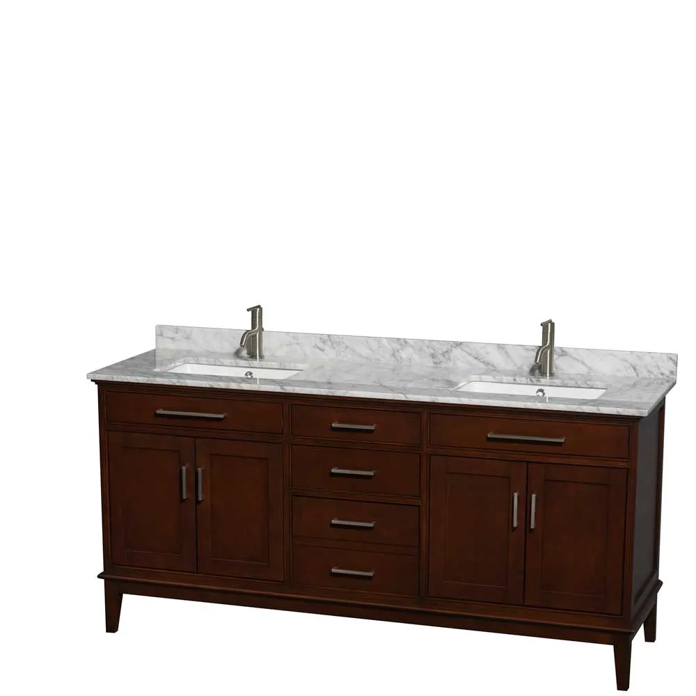 Hatton 72 Inch Double Bathroom Vanity in Dark Chestnut