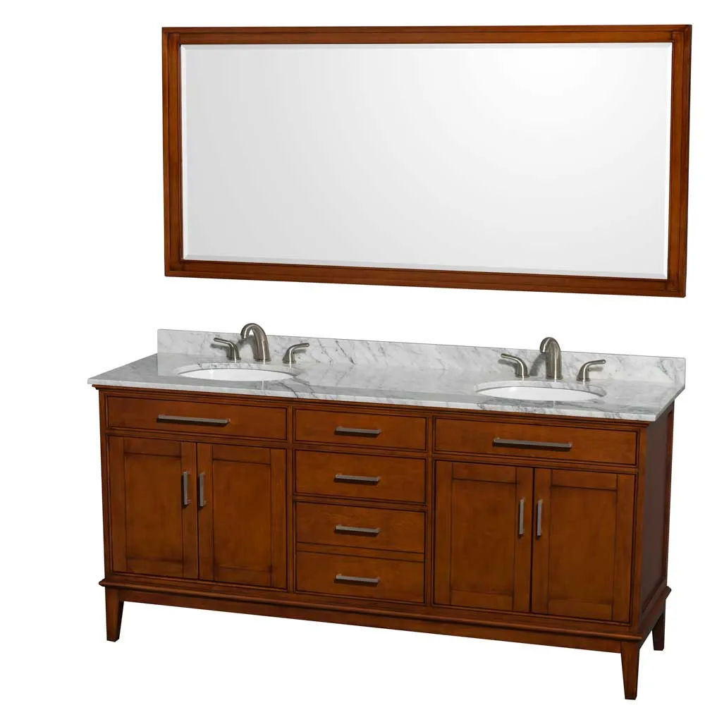 Hatton 72 Inch Double Bathroom Vanity in Light Chestnut