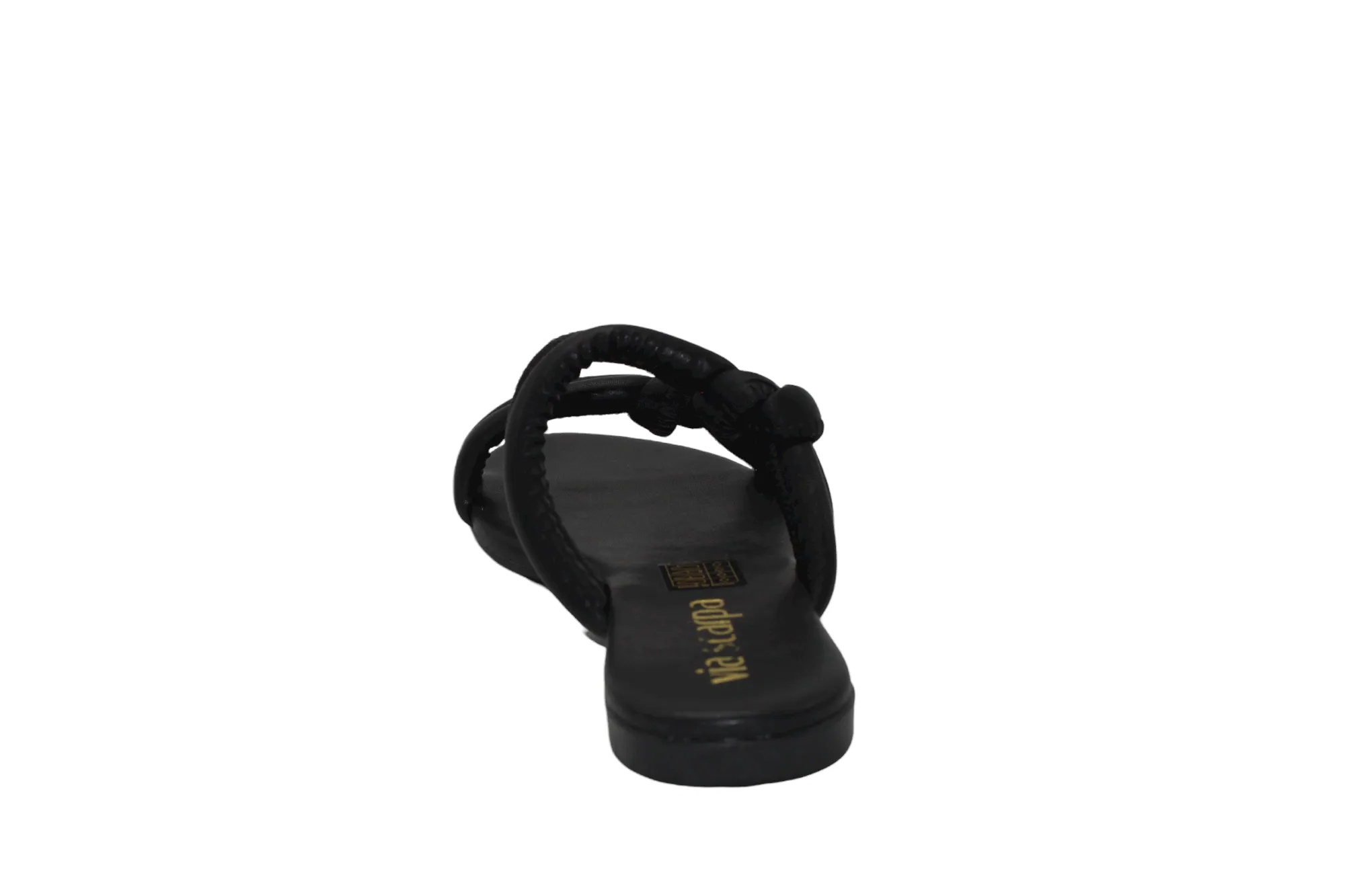 Knot Detail Slip On Black Flat Sandals