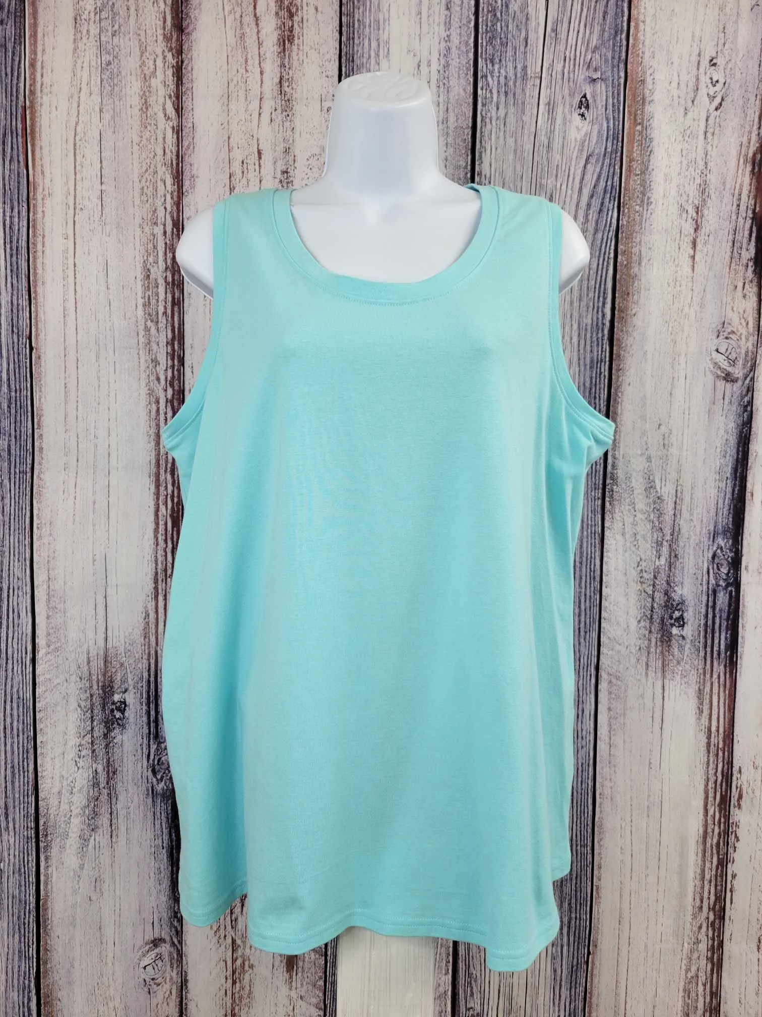 LARGE AQUA A598394 Sport Savvy Scoop-Neck Jersey Swing Tank