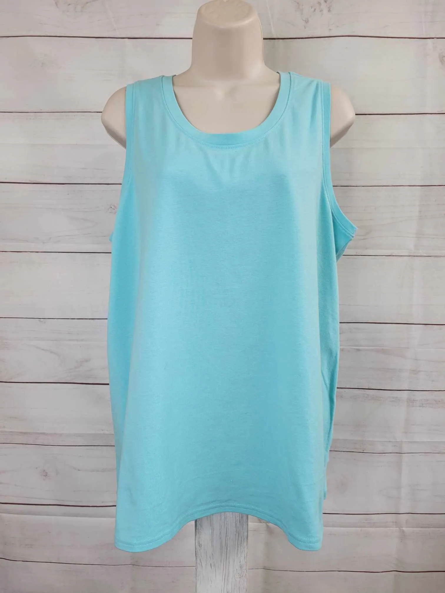 LARGE AQUA A598394 Sport Savvy Scoop-Neck Jersey Swing Tank