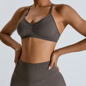 LockedIn Seamless Adjustable Strappy Ruched Sports Bra