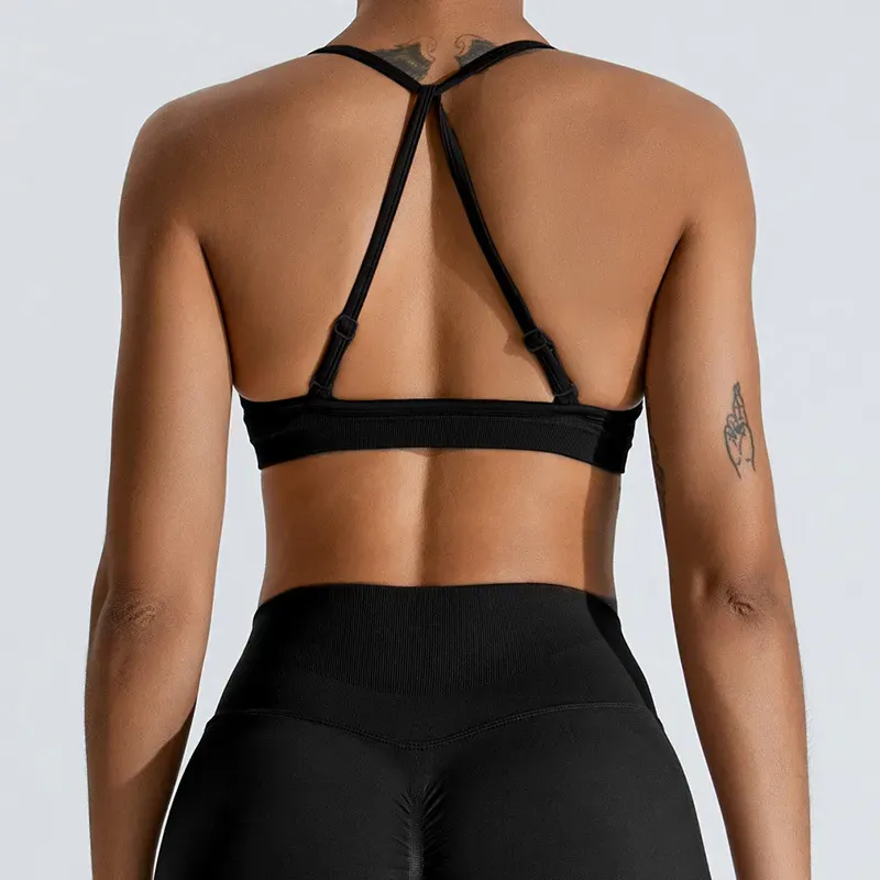 LockedIn Seamless Adjustable Strappy Ruched Sports Bra