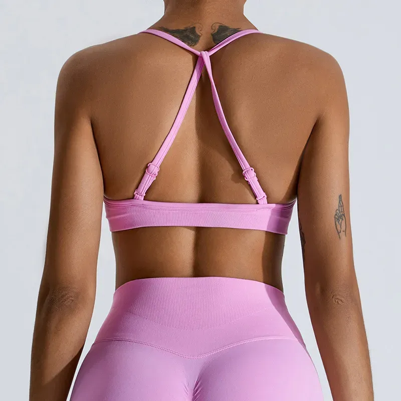 LockedIn Seamless Adjustable Strappy Ruched Sports Bra