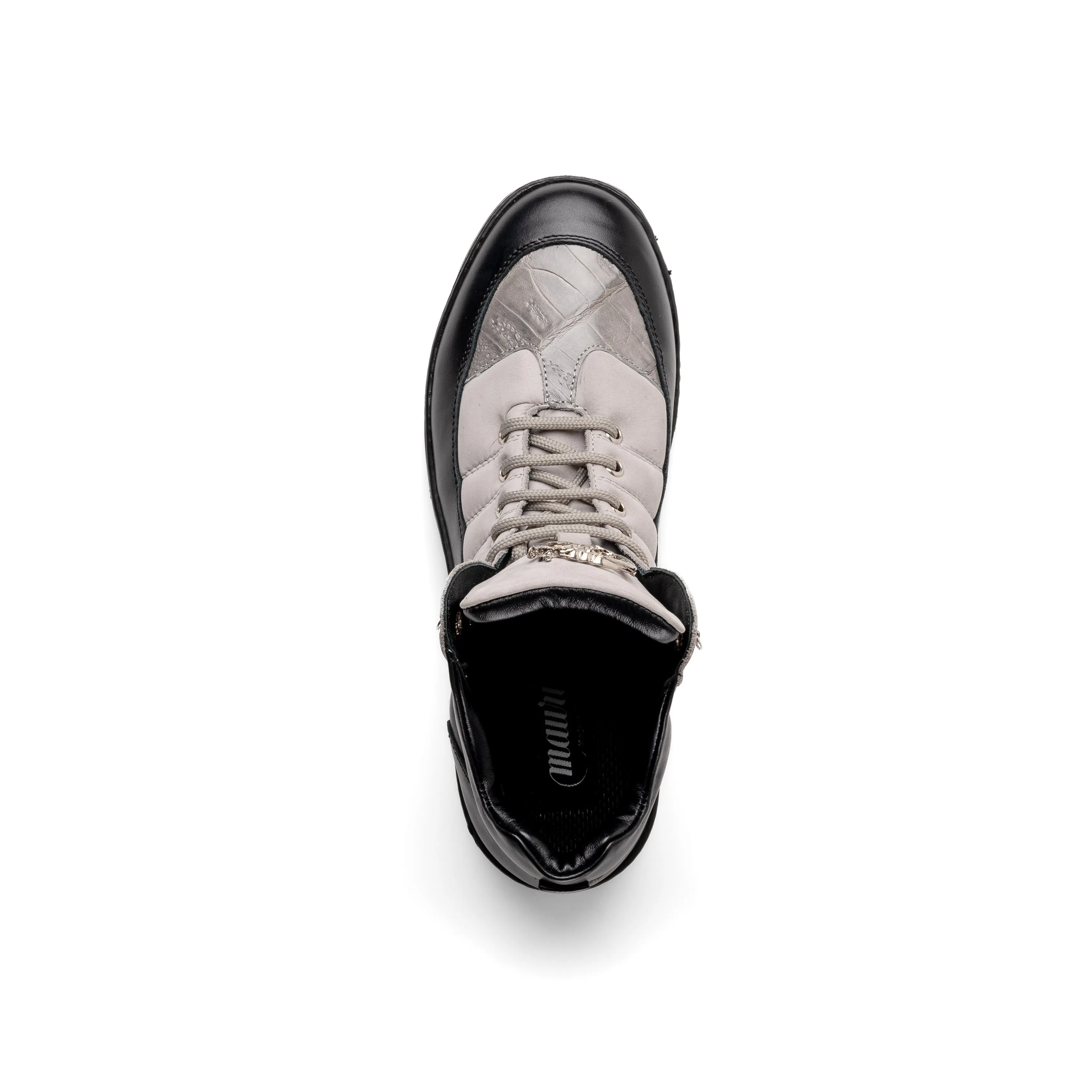 Mauri Polaris in Black / Light Grey Mens Exotic Crocodile / Suede / Nappa Leather Boots