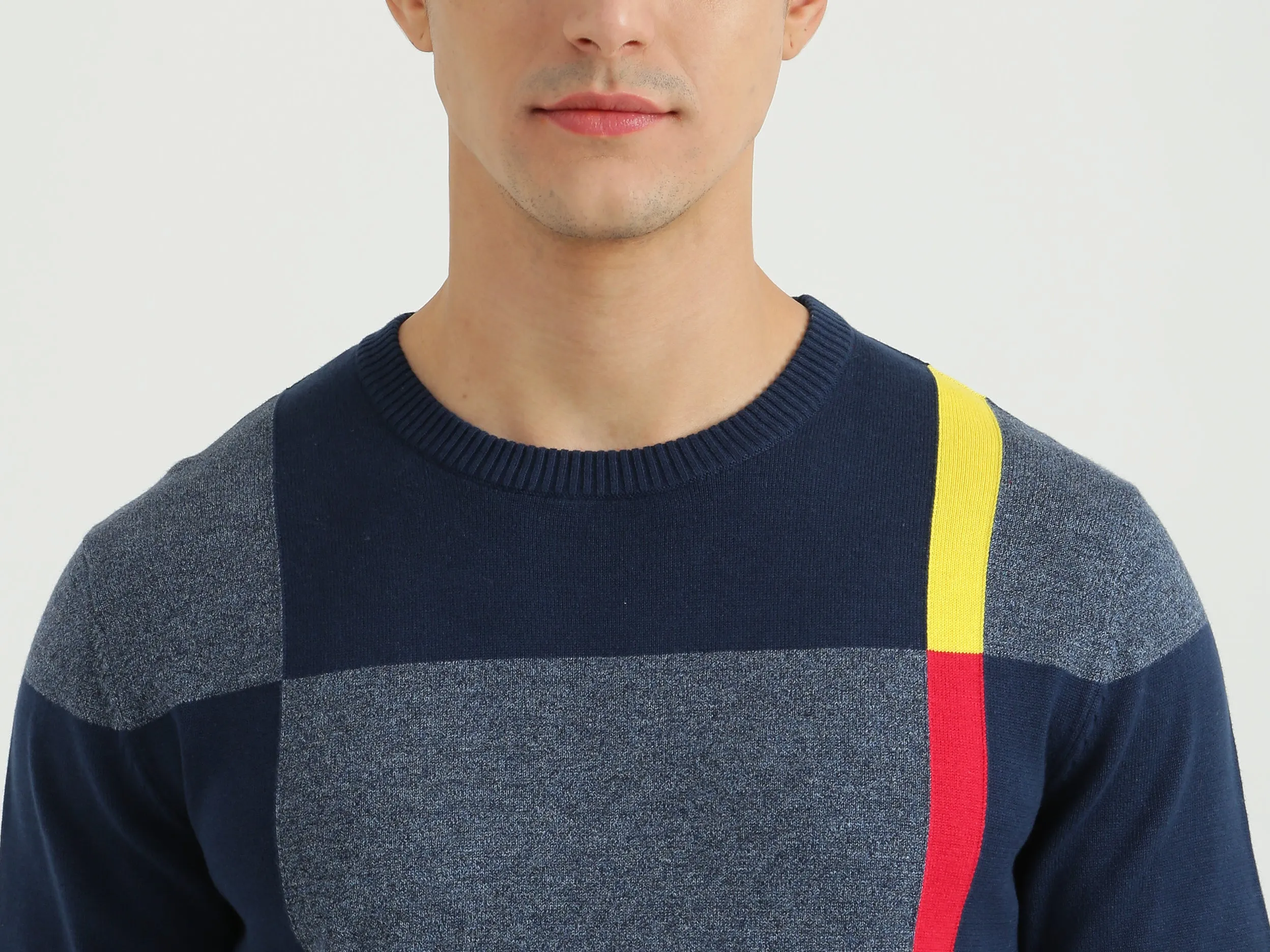 Mens Long Sleeve Check Sweater