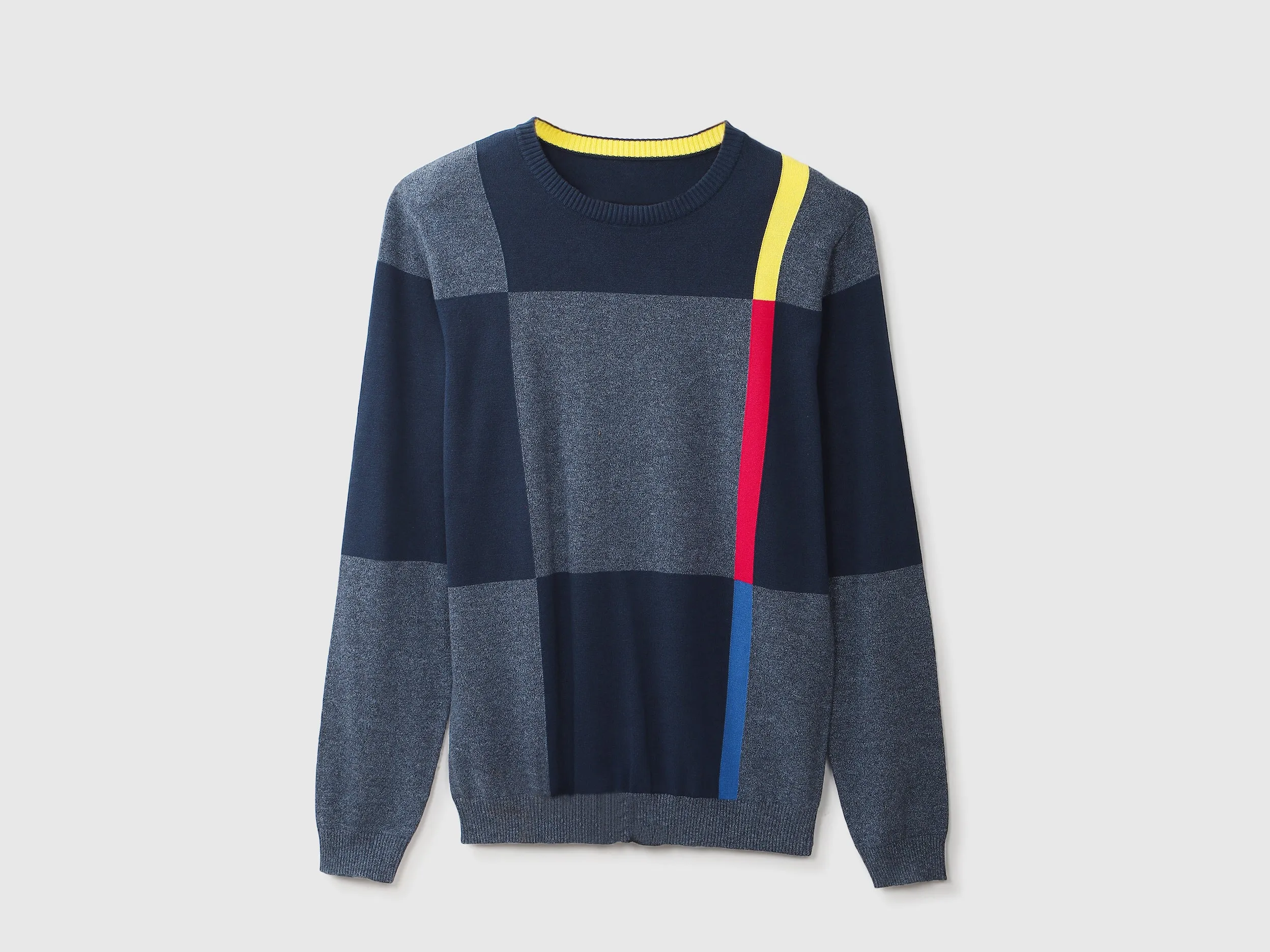 Mens Long Sleeve Check Sweater