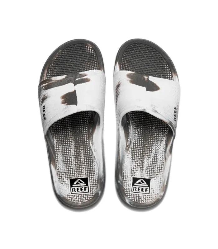 Oasis Slide Mens White/Grey Marble