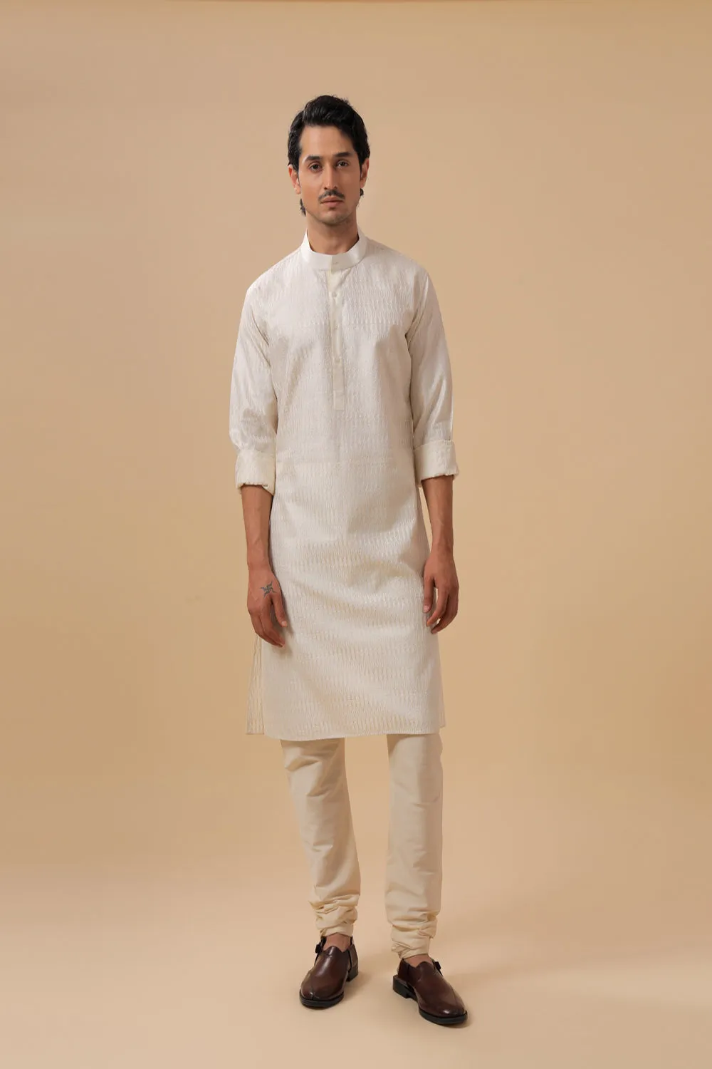 Off White Silk Kurta