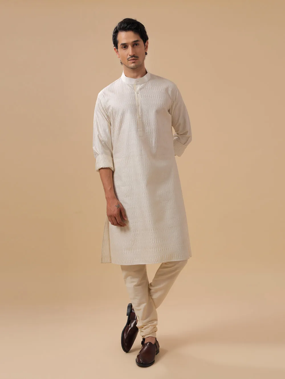 Off White Silk Kurta