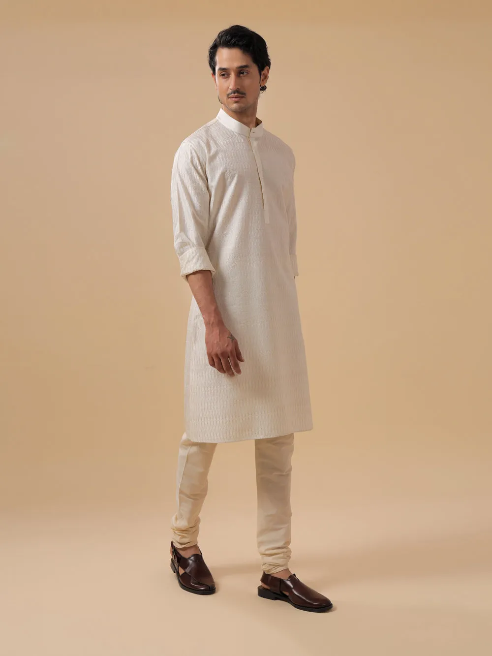 Off White Silk Kurta