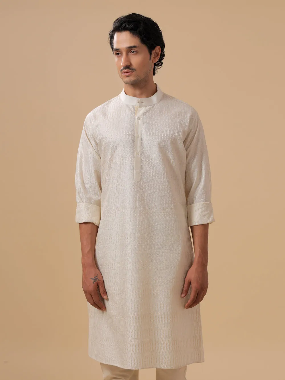 Off White Silk Kurta