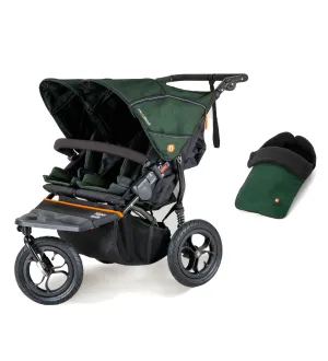 Out n About Nipper V5 Double Pushchair with Footmuff - Sycamore Green