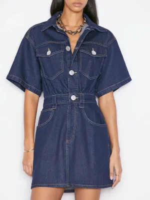 Oversized Detail Denim Dress