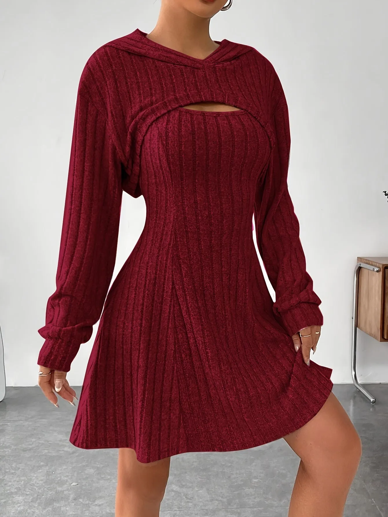 Schickes 2-Teiliges Geripptes Kleid-Set für Damen | Natalia