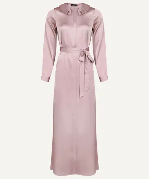 Sherbet Satin Double Flat Collar Button Down Dress