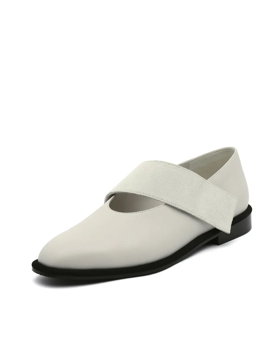 Simple As Comfort Leather Flat - Ivory