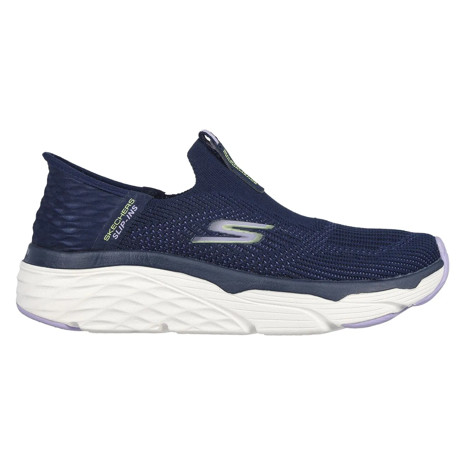 Skechers 128571 Max Cushioning Smooth Sneakers für Damen, weite Passform, Marineblau/Lavendel