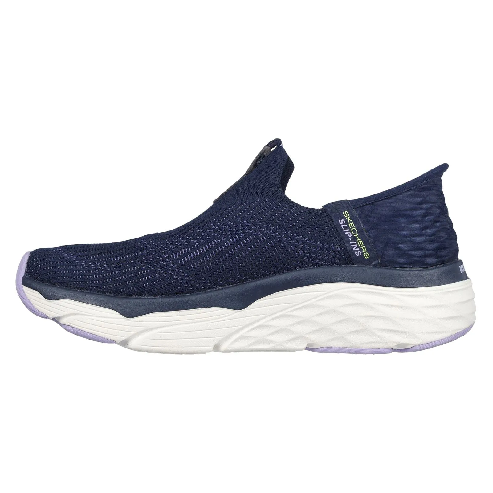 Skechers 128571 Max Cushioning Smooth Sneakers für Damen, weite Passform, Marineblau/Lavendel