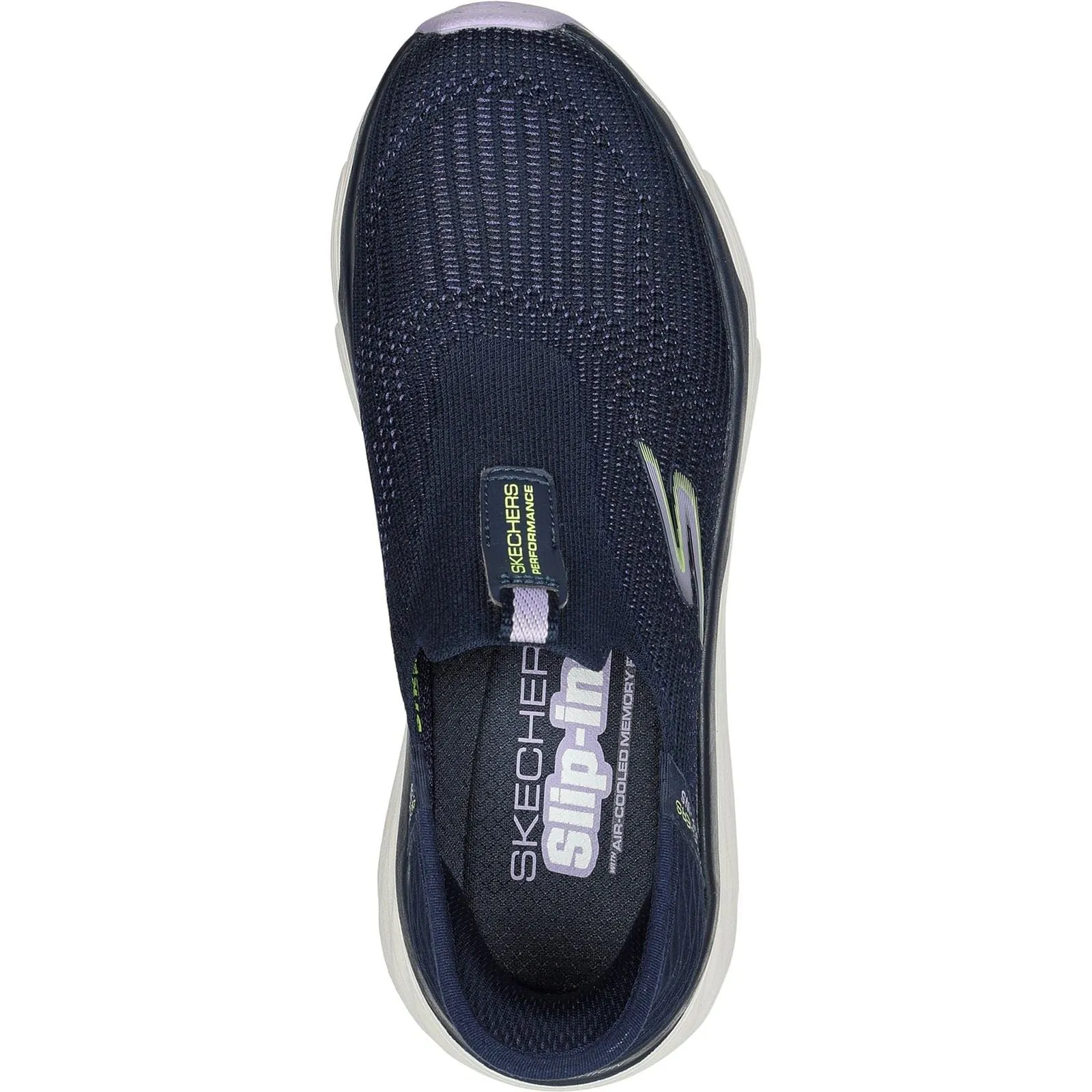 Skechers 128571 Max Cushioning Smooth Sneakers für Damen, weite Passform, Marineblau/Lavendel