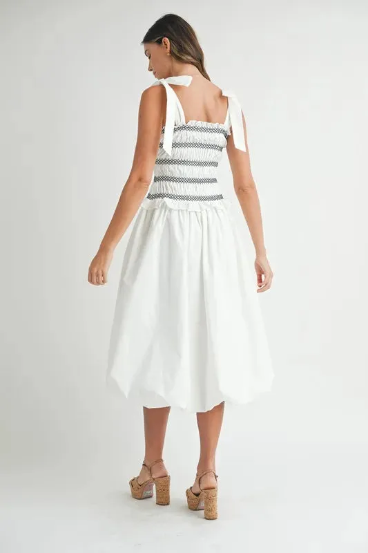 Smocked Bodice Bubble Midi Dress