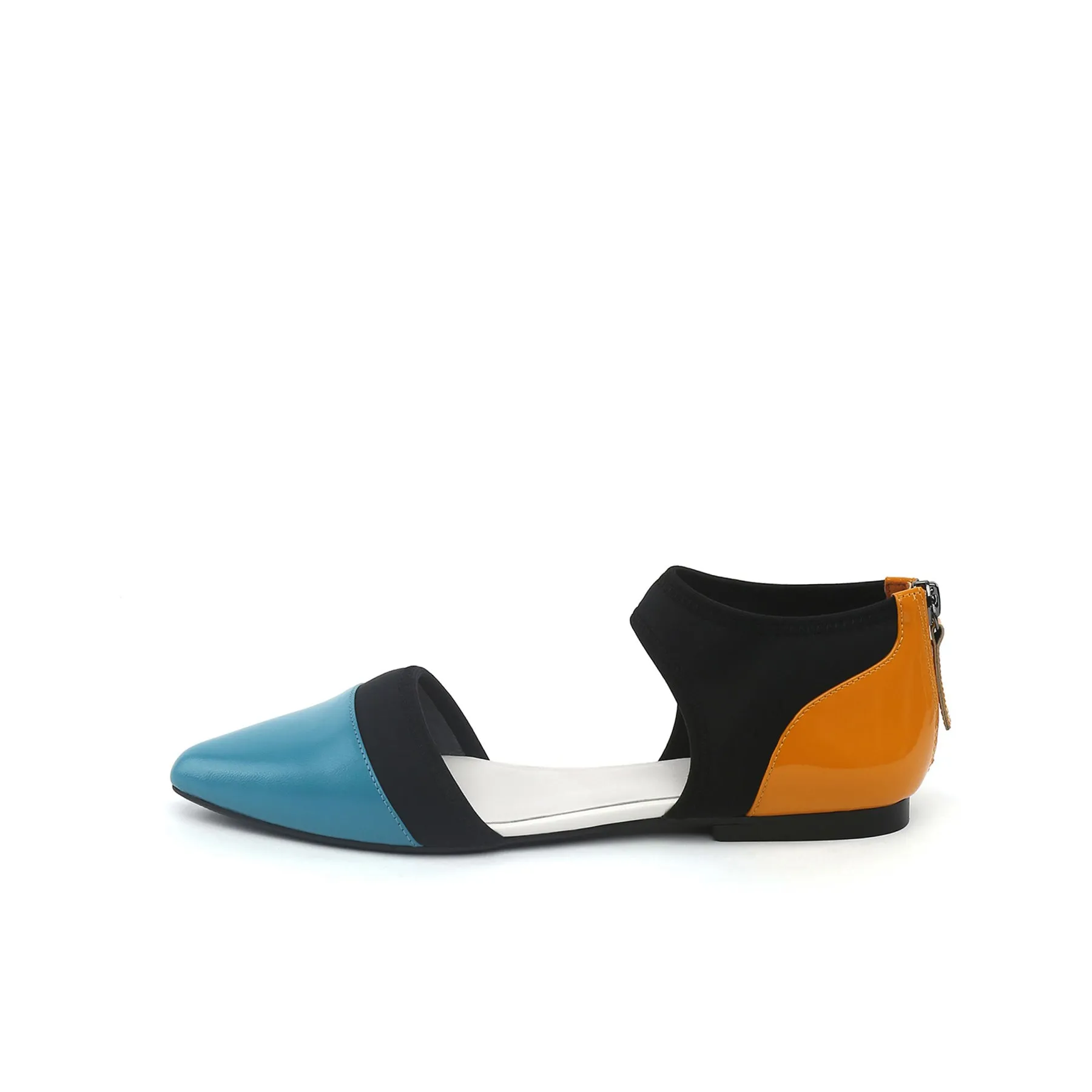 Snake Embossed Pointed Leather Flat - Teal