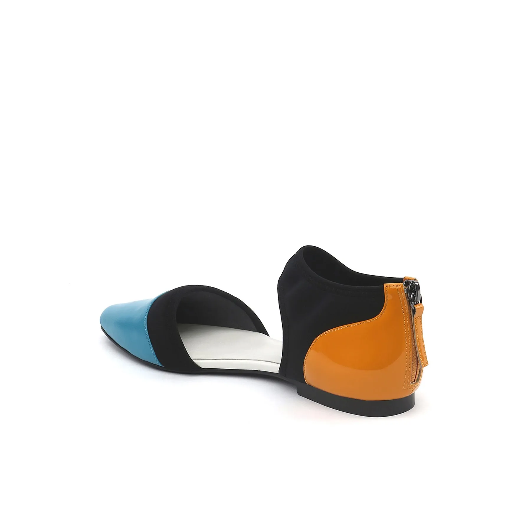 Snake Embossed Pointed Leather Flat - Teal