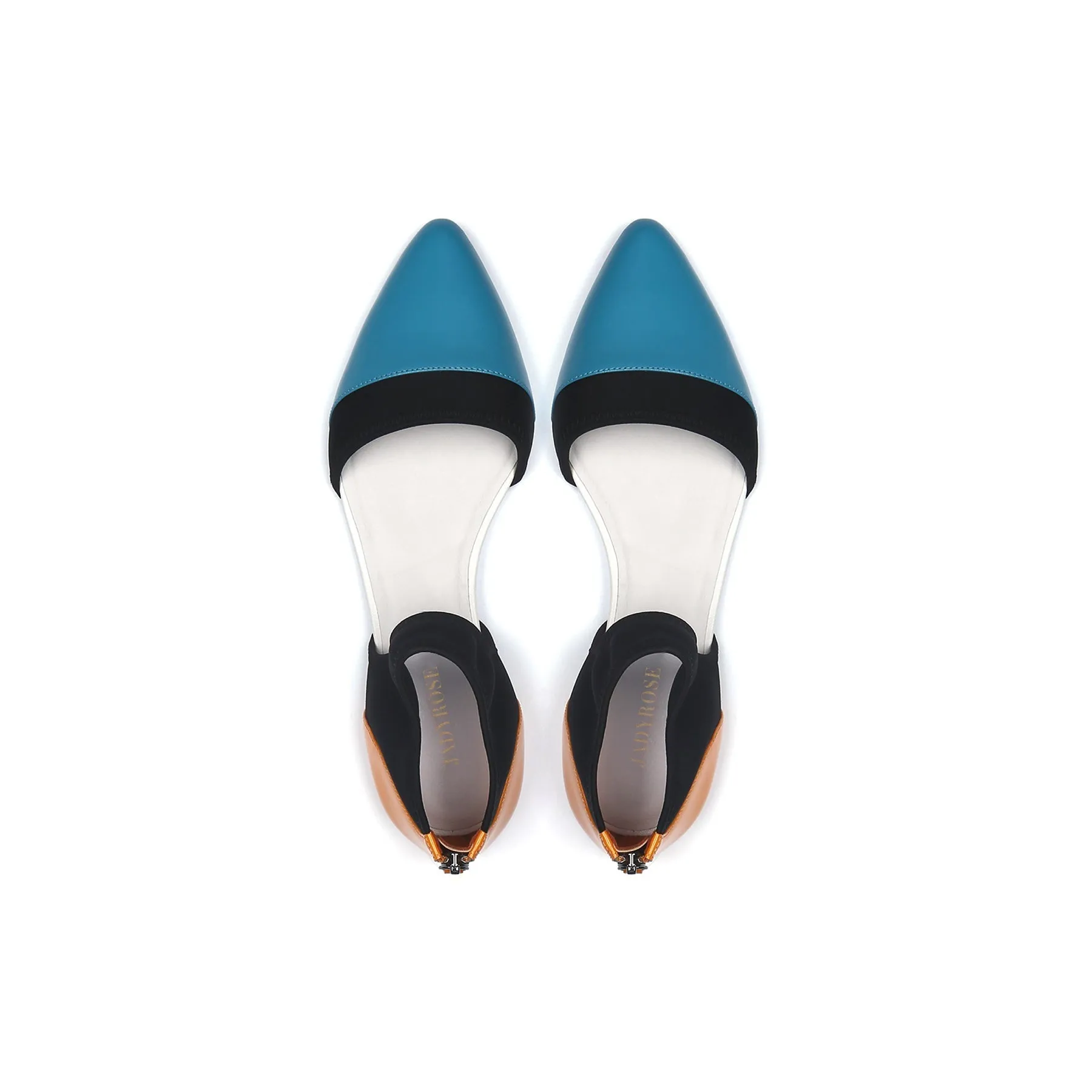Snake Embossed Pointed Leather Flat - Teal
