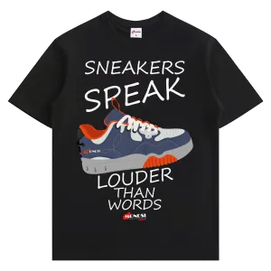 Sneakers Speak Black Pacific Blue Tee