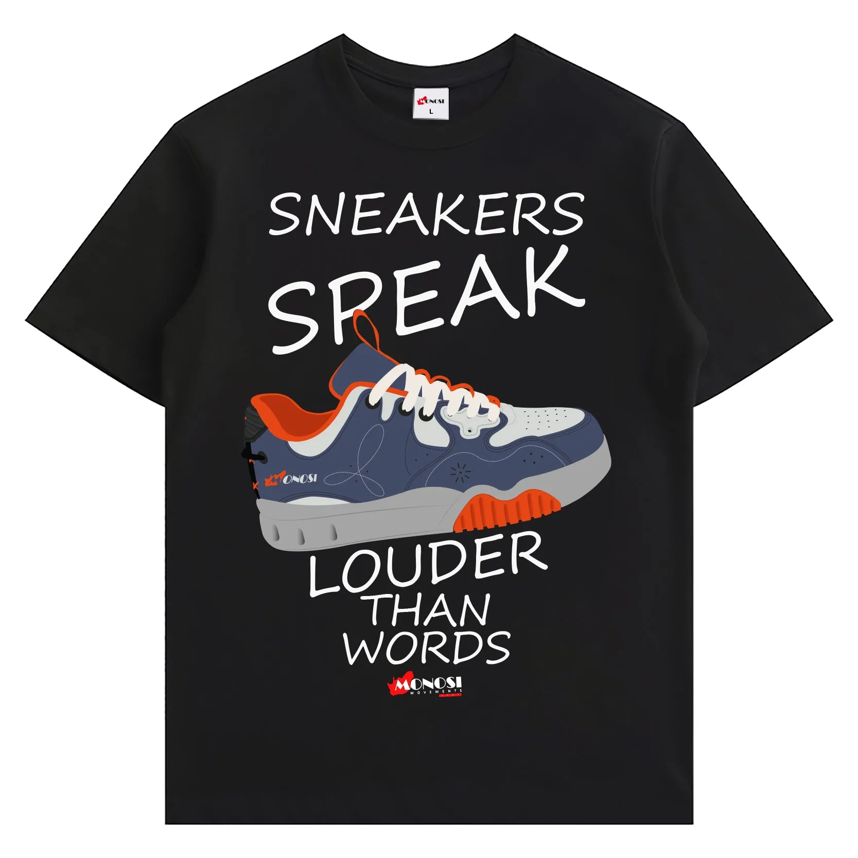 Sneakers Speak Black Pacific Blue Tee