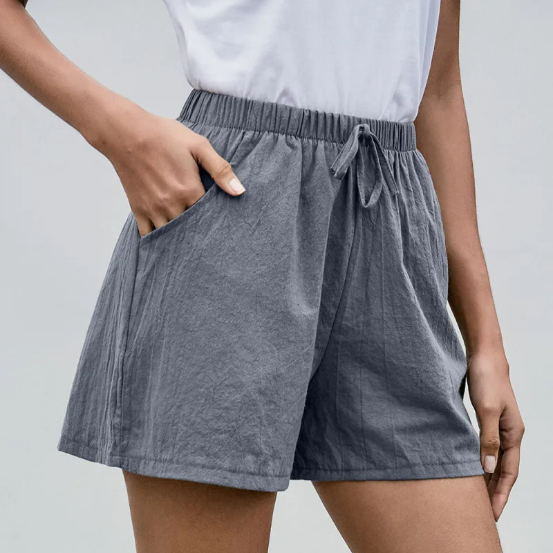 SunnyVibe High Waist Drawstring Casual Lounge Shorts
