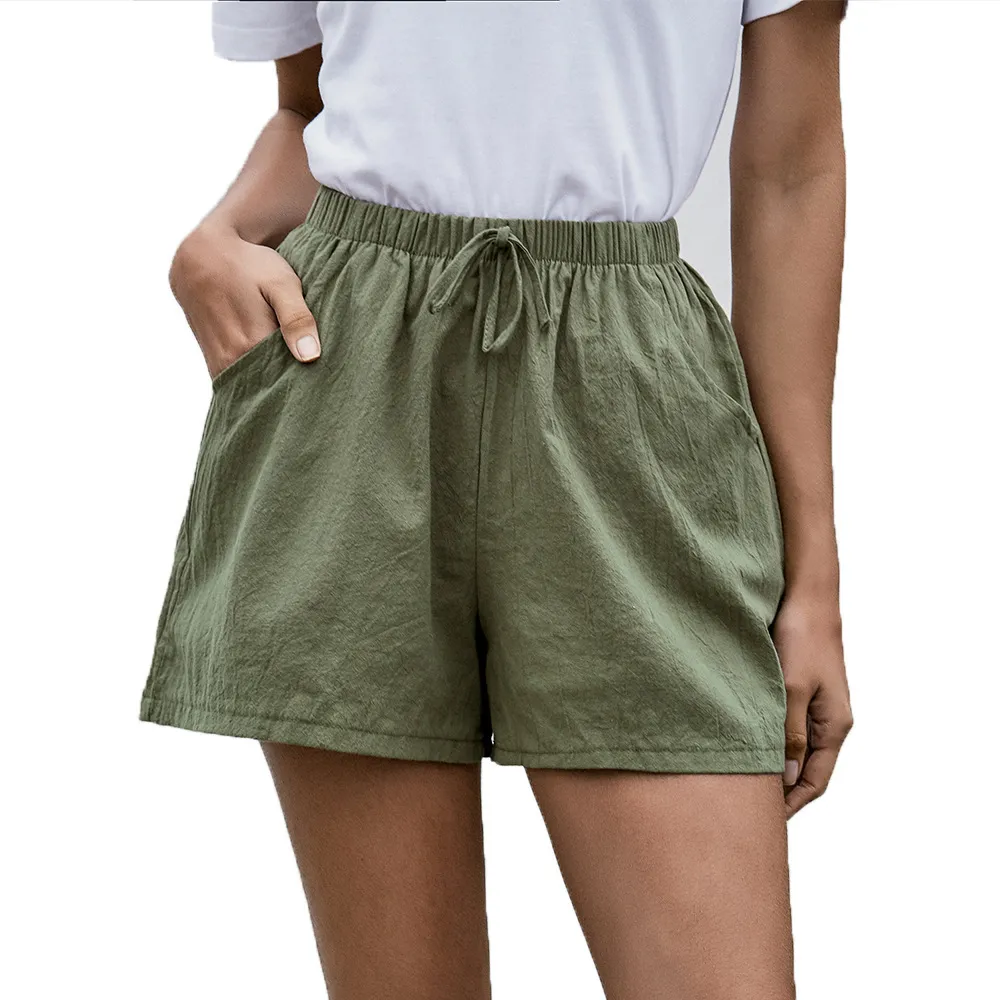 SunnyVibe High Waist Drawstring Casual Lounge Shorts