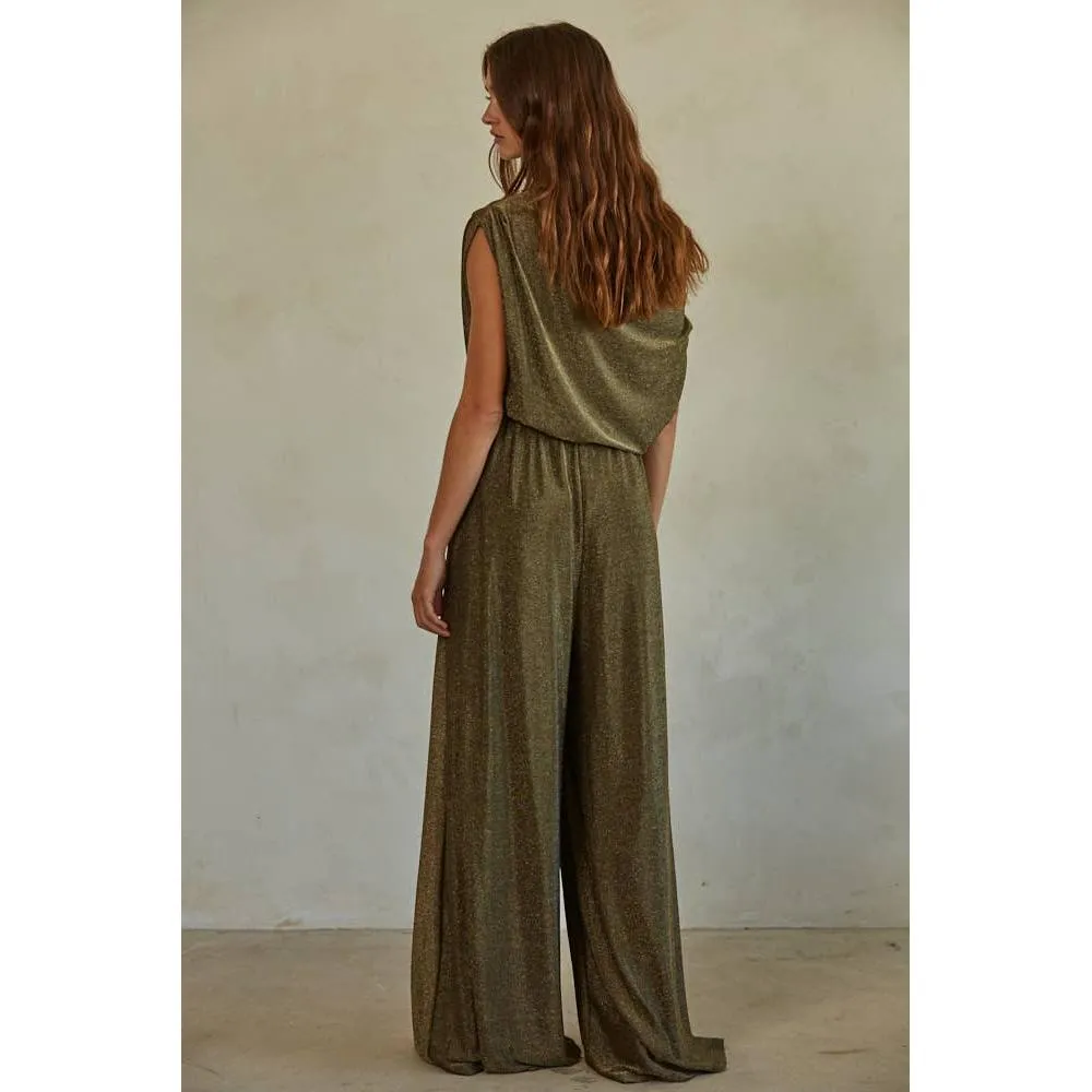 The Gwen Jumpsuit in Gold Black [Sizes S-L]