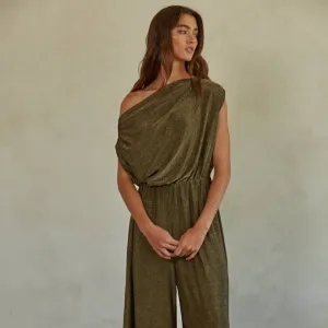 The Gwen Jumpsuit in Gold Black [Sizes S-L]