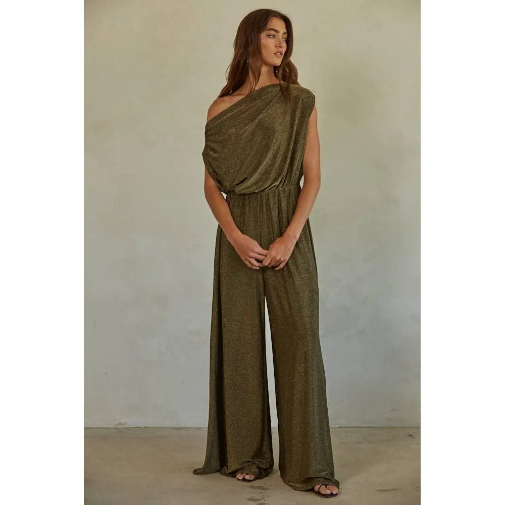 The Gwen Jumpsuit in Gold Black [Sizes S-L]